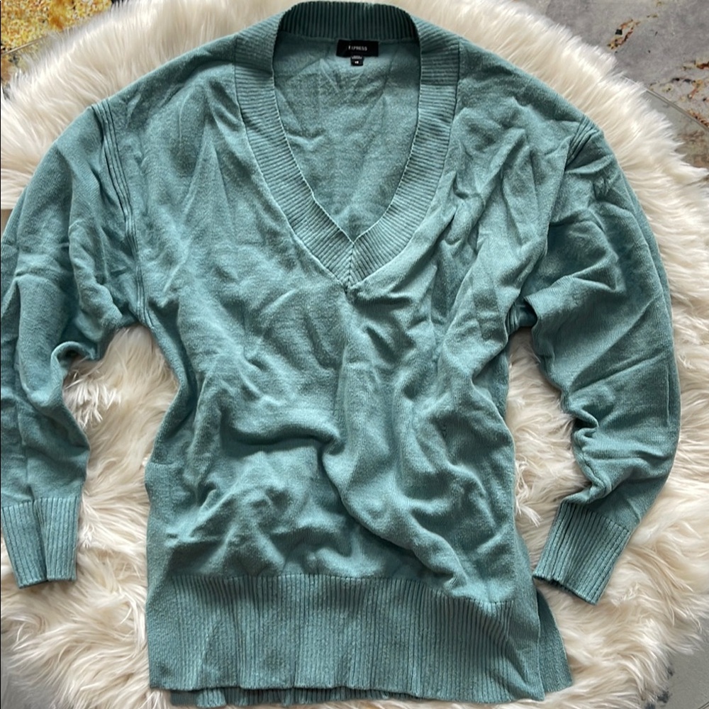 Express Women's V-Neck Sweater in Teal